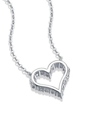 韩版简约气质心形吊坠项链不掉色女 S925银通勤百搭莫桑石锁骨链