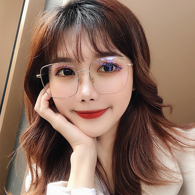 莱纳眼镜专营店防辐射近视眼镜女网红款大框韩版潮抗蓝光平光平面护眼睛男有度数0