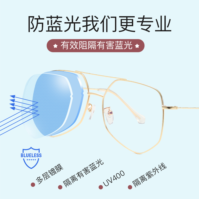 莱纳眼镜专营店防辐射眼镜男抗蓝光可配有度数大框平面平光女可配近视护眼睛复古0