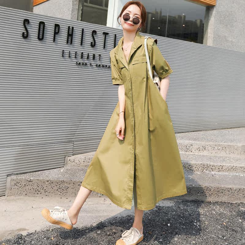 爱莱美依夏季新款时尚收腰风衣裙 爱莱美依服饰连衣裙