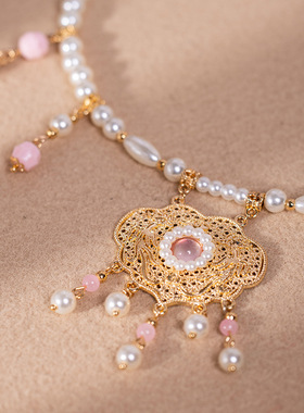 古风马面裙项链复古儿童平安锁璎珞旗袍宋制新中式国风汉服配饰