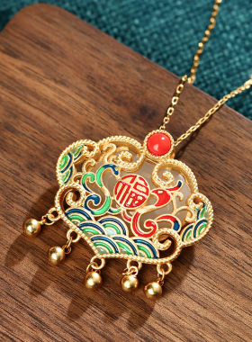 凤仪（饰品）珐琅釉平安锁项链女