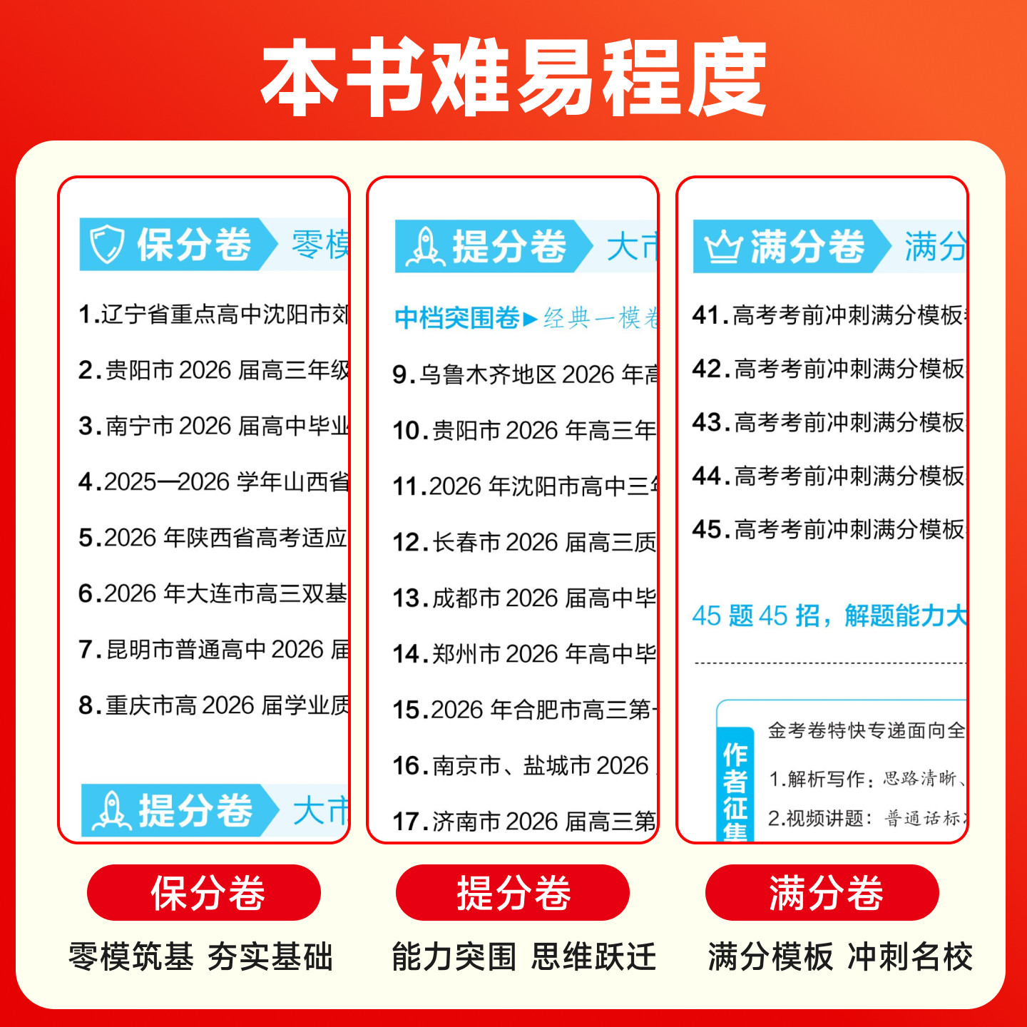 【河南专用】2027高考45套卷 金考卷新高考河南四十五套优秀模拟试卷汇编物理化学生物政治历史地理语文数学英语全套专用复习资料