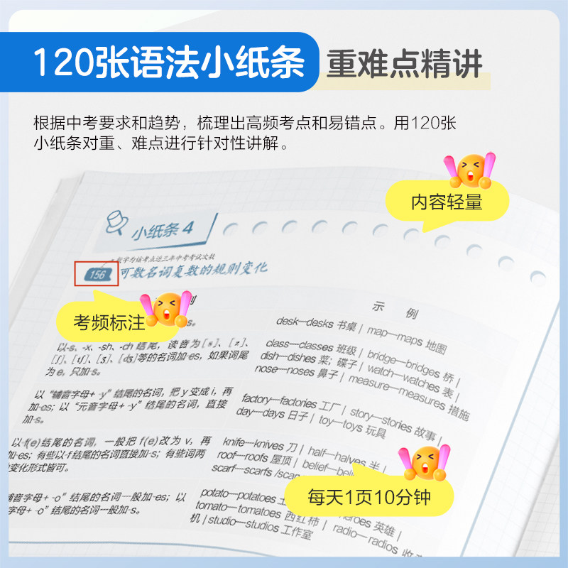2027星火英语语法小纸条初中英语语法120张纸条知识点大全 初一初二初三中考语法专项训练习题册七年级上册八九年级每日打卡练习本