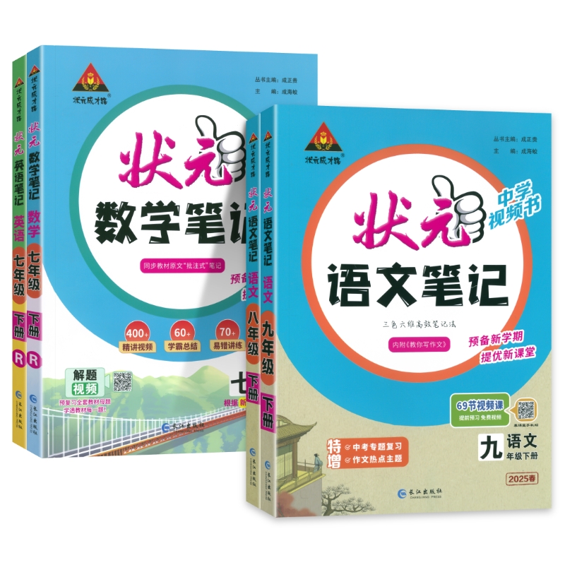 2025春新版状元笔记初中语文数学英语七八九年级下册人教版初一二三教材同步课时讲解状元预习资料课后复习笔记状元成才路课堂笔记