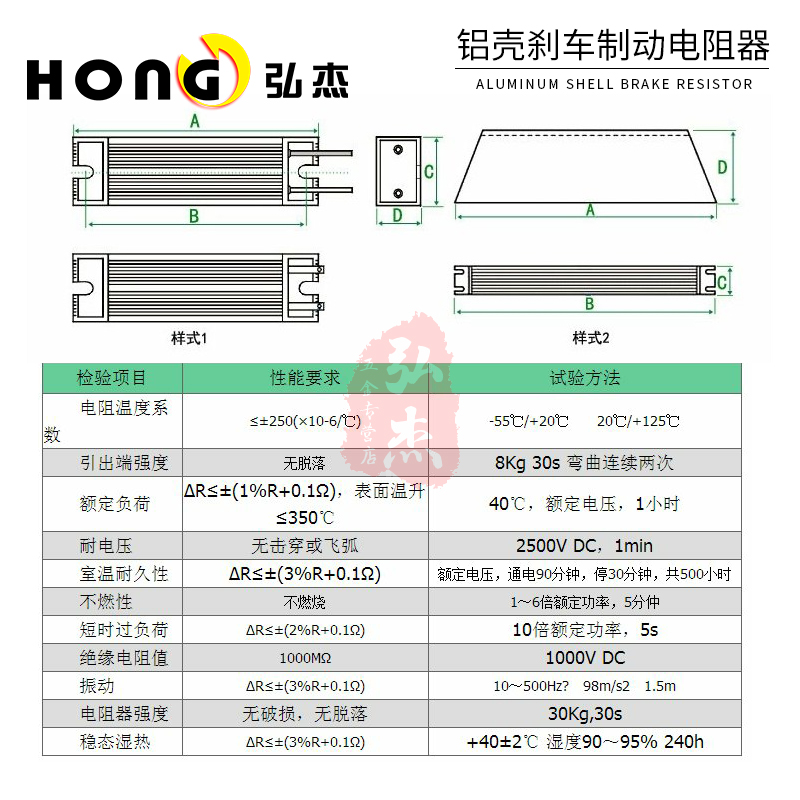 PXLG变频器梯形铝壳刹车再生伺服制动电阻RXG20波纹绕线负载电阻 - 图3