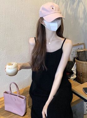 长裙夏季性感爆款法式褶皱修身连衣裙慵懒轻奢风吊带裙女百搭显瘦