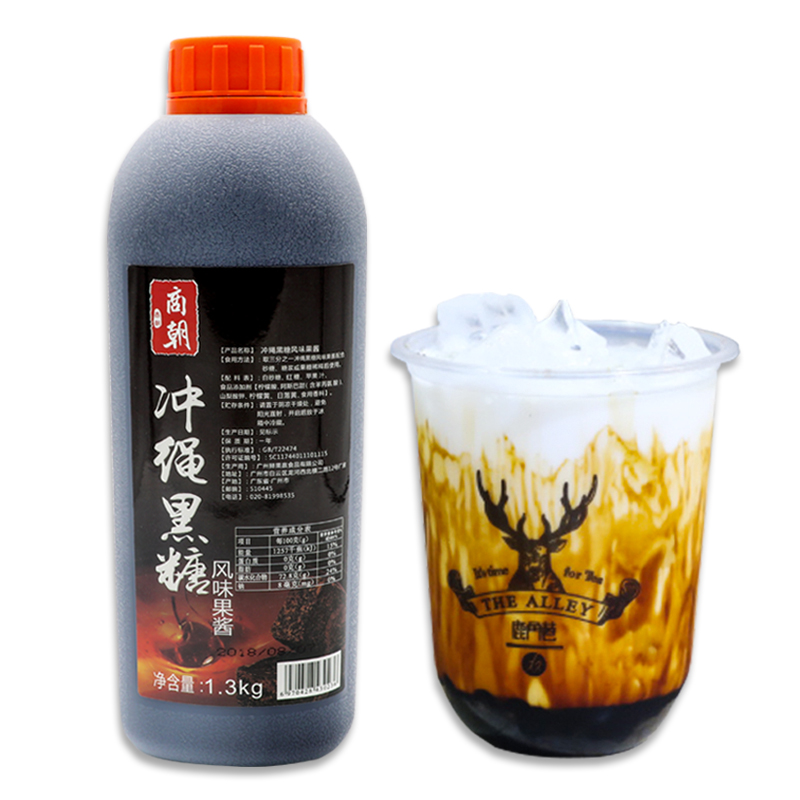 商朝冲绳黑糖糖浆1300g脏脏奶茶鹿角黑糖珍珠奶茶专用老红糖糖浆-图0