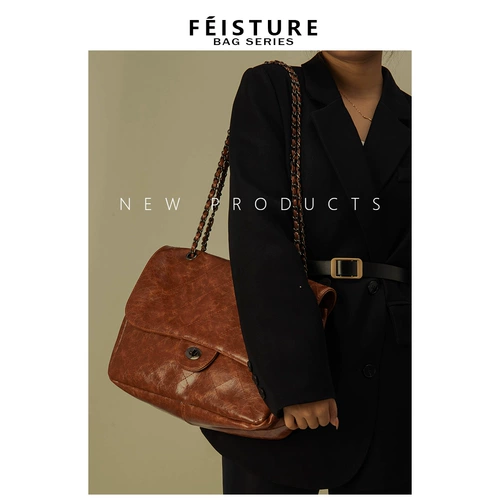 Вместительная и большая зимняя цепь, сумка на одно плечо, в стиле Шанель, на цепочке