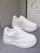 Hong Kong Genuine Leather Inner Heightening Small White Shoes Women Shoes 2023 New Spring Sports Fashion Casual Board Shoes Pine Pastry Single Shoes