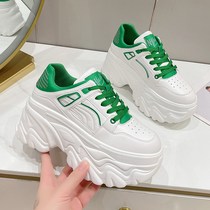 Hong Kong Thick Base Old Daddy Shoes 2023 Spring New 8cm Heightening Women Shoes 100 Hitch Small White Shoes Sports Casual Shoes