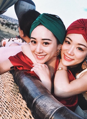 沙漠旅游拍照新疆女神范包头帽