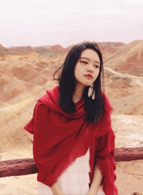 秋季纯色复古民族风女围巾