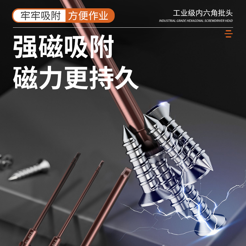 801内六角柄电批头802电动螺丝刀头强磁5mm圆柄S2批嘴加硬800钻头 - 图1