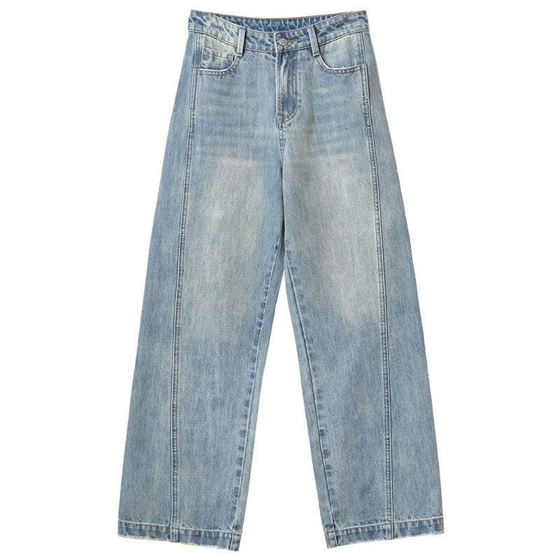 CV大码女装2025秋季新款高腰分割窄版阔腿裤显瘦直筒牛仔裤女胖mm,淘宝优惠券,粉丝福利购,淘宝优惠卷