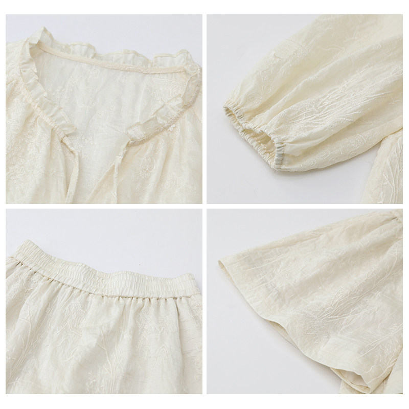 CV大码女装 2025夏季新款新中式天丝刺绣衬衫松紧高腰短裤套装女,淘宝优惠券,粉丝福利购,淘宝优惠卷