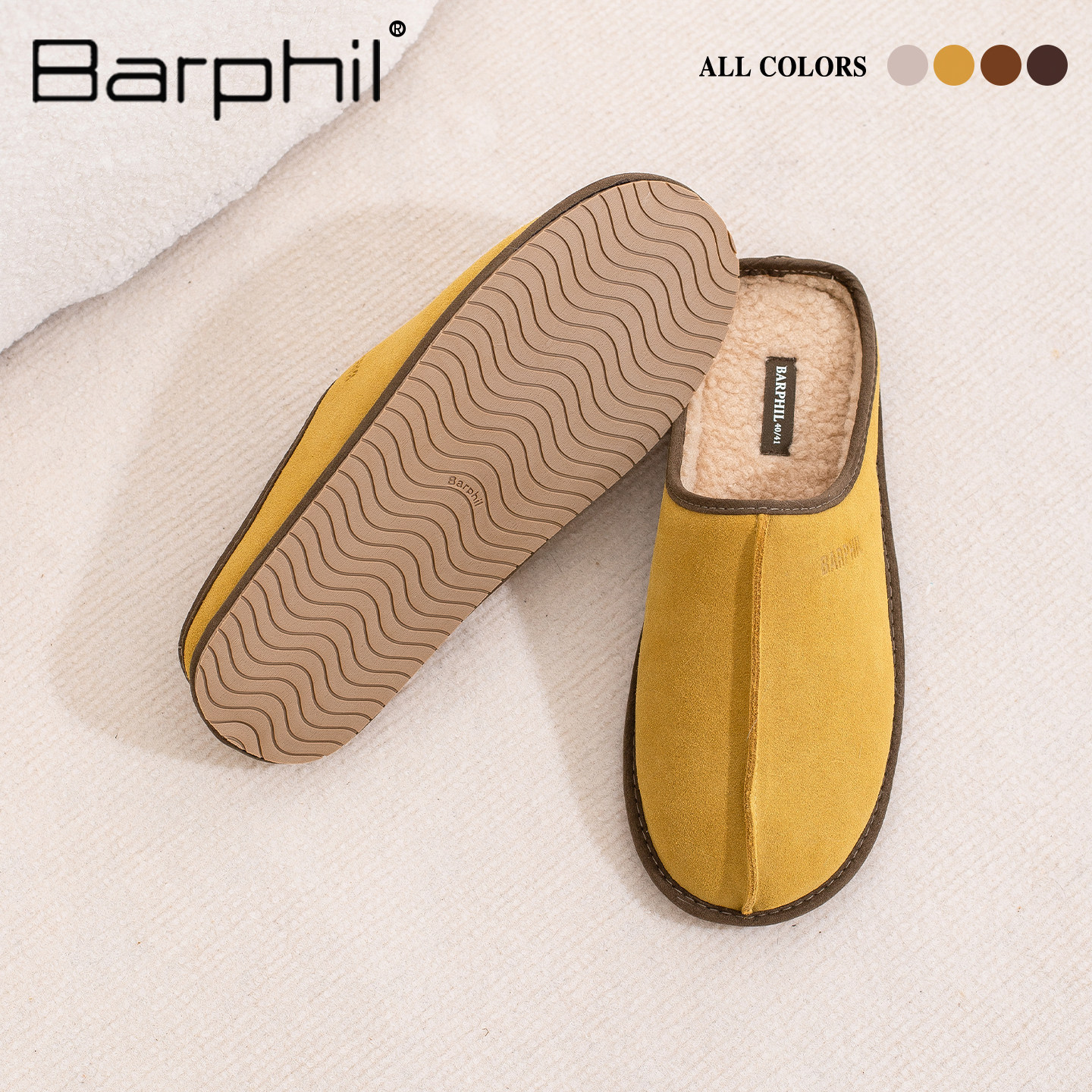 Barphil棉拖鞋男士2025新款秋冬室内家居包头保暖防滑毛绒牛反绒,淘宝优惠券,粉丝福利购,淘宝优惠卷