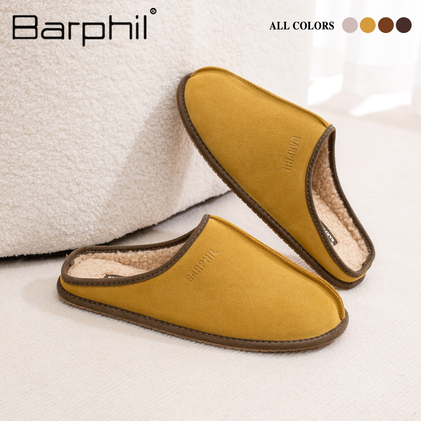 Barphil棉拖鞋男士2025新款秋冬室内家居包头保暖防滑毛绒牛反绒,淘宝优惠券,粉丝福利购,淘宝优惠卷