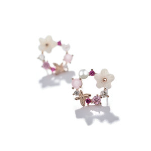 925银针日韩甜美贝壳花朵耳环