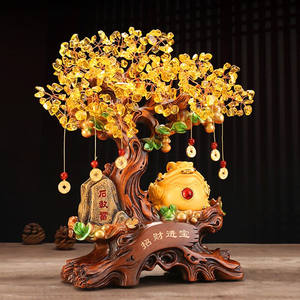 聚善缘招财金蟾水晶发财树摆件风水金蟾蜍弥勒佛佛像开业礼品公司