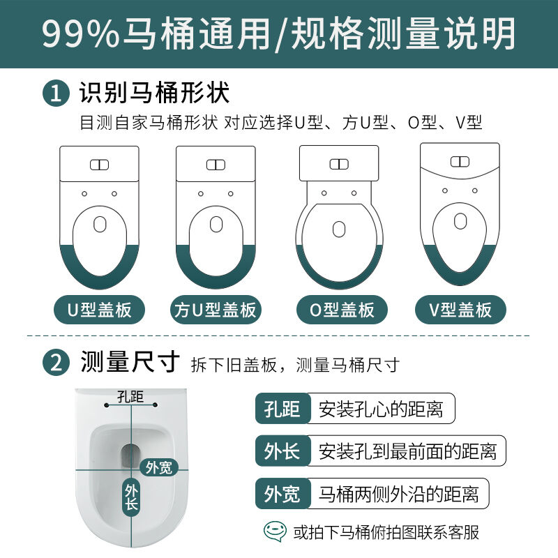 尔沫马桶盖通用坐便器盖子家用老式马桶圈配件加厚U型缓降静音1秒-图1