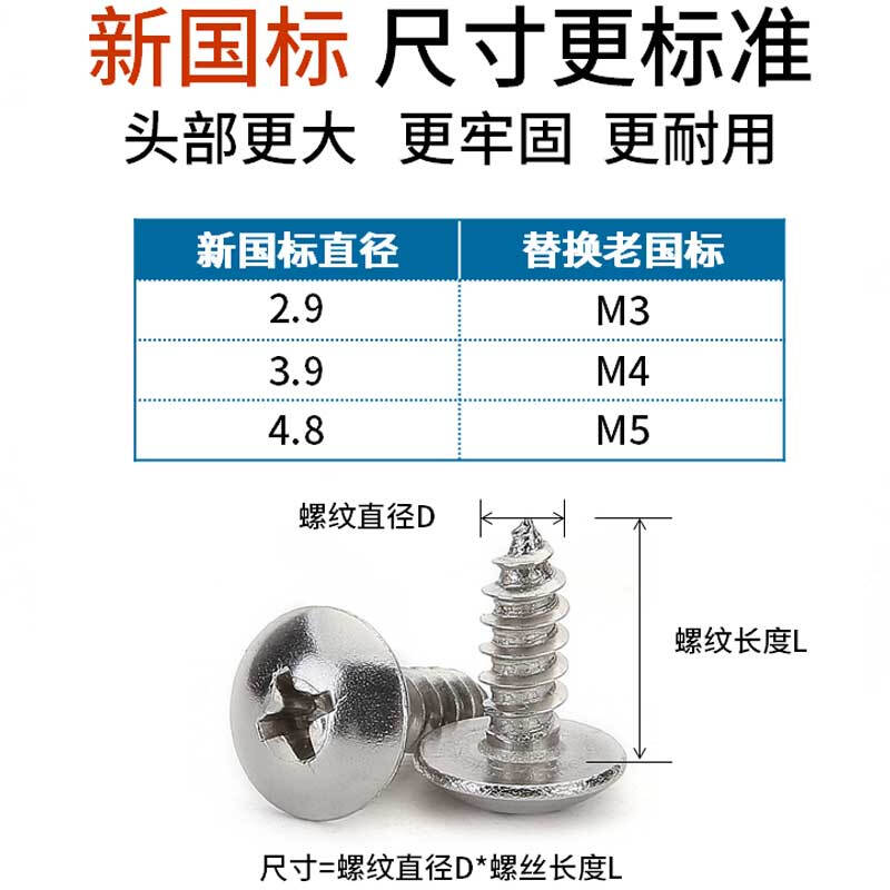 新品钉蘑菇伞自攻螺丝劲功不锈钢大扁头自攻螺丝螺丝大头4螺头30 - 图0