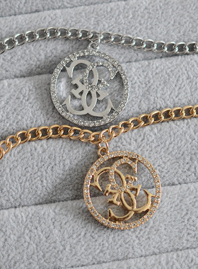 男女合金宝石欧美圆牌手链