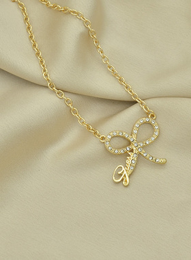 欧美外贸蝴蝶结吊坠项链锁骨链
