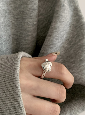 包邮轻奢高级感鱼鳞纹爱心戒指女时尚个性精致双层开口指环小众食