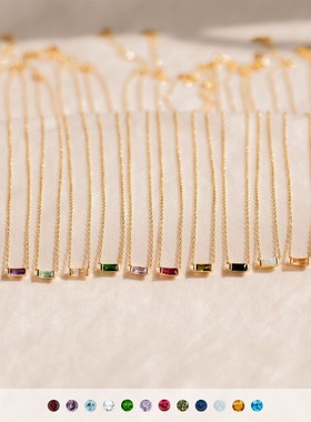 钛钢现货生辰石12诞生石锆石项饰月份石女士高保色ins项链