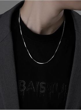 钛钢方蛇链项链男轻奢小众感方形蛇骨链男士链子锁骨链女