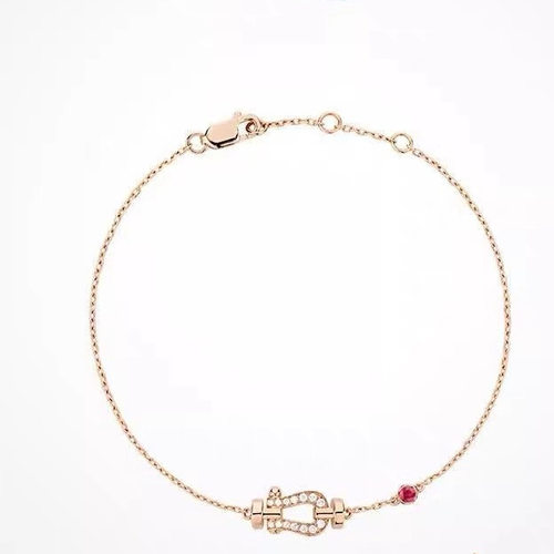 手链FRED弗雷德幸运绳马蹄手链镀红钻玫瑰金手饰 - 图3