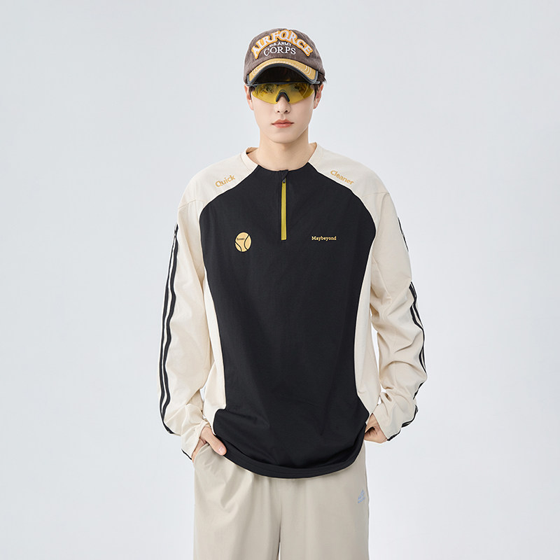 迈特优速干骑行服男女春季撞色半拉链长袖T恤健身训练运动上衣服,淘宝优惠券,粉丝福利购,淘宝优惠卷