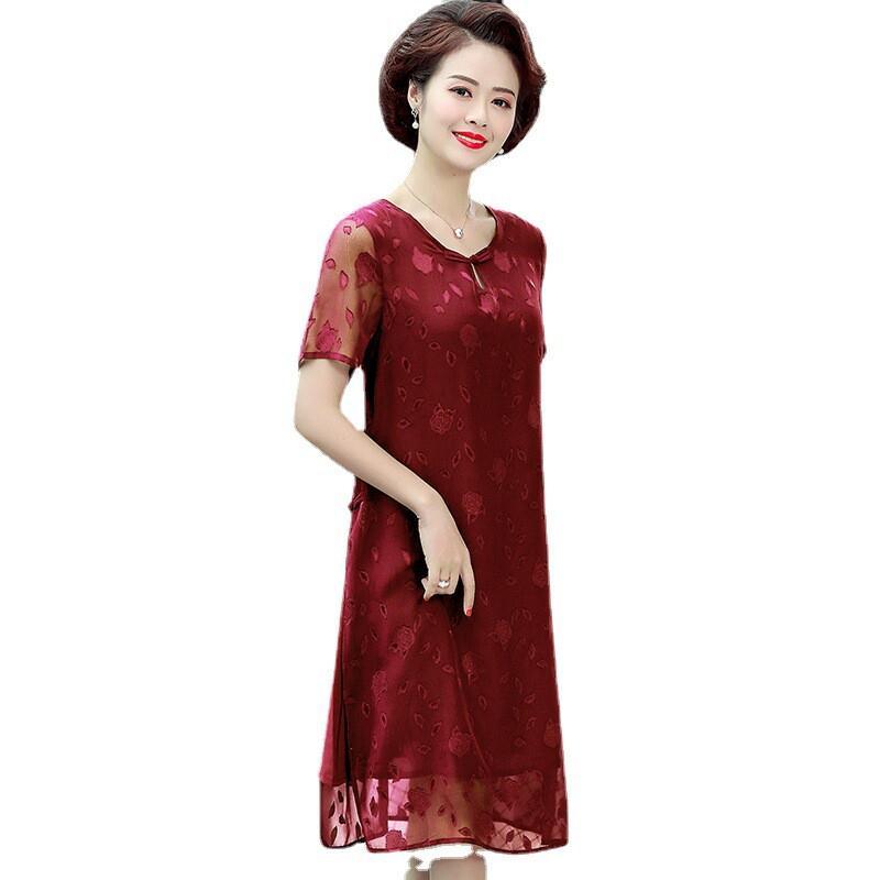 Middle-aged and elderly women&#39;s long dress summer sh - 图2