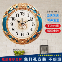 Eurostyle Retro Living Room Hung Clock Round Silent Glass Clock Personality Creative Inch Home Sweep machine