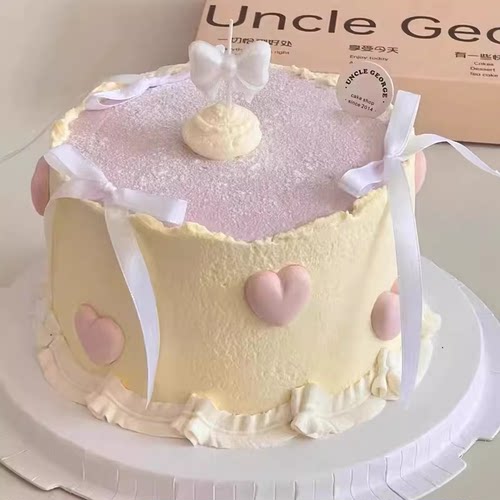 韩系ins简约风珠光白色蝴蝶结蜡烛蛋糕装饰丝带仙女生日爱心插件 - 图2