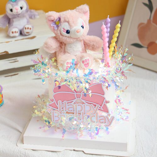 玲娜贝尔粉色小狐狸烘焙蛋糕装饰摆件川沙妲己网红女孩生日插件 - 图3