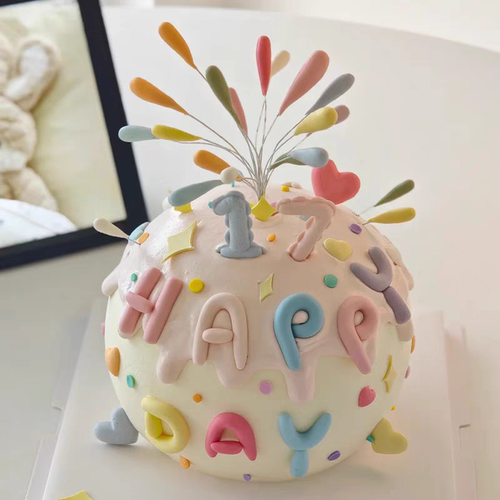网红同款彩色礼花火生日蛋糕装饰插件happy birthday字母模具烘焙 - 图0