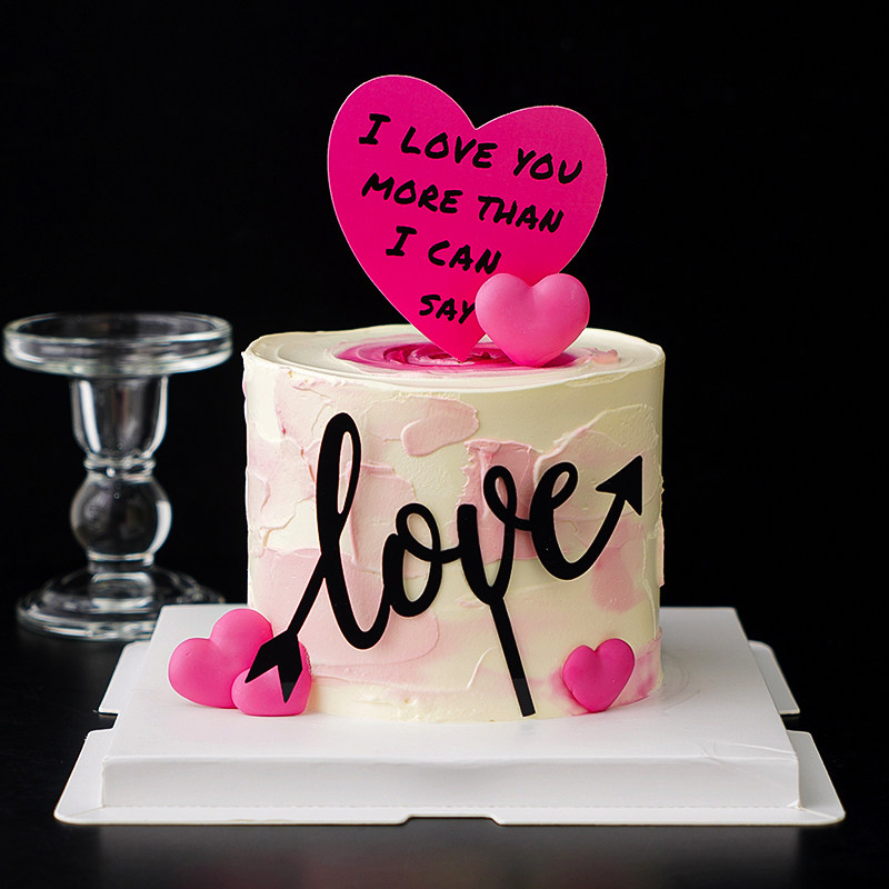 2025情人节蛋糕装饰我爱你爱心卡片亚克力love我想见你2.14插件