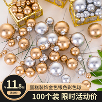 100 Loaded Cake Decorations Golden Globe Silver Color Balls Golden Globe Birthday Party Plugin Accessories Hem