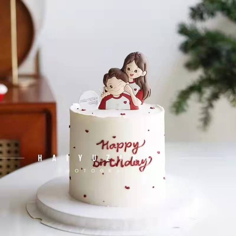 2025情人节蛋糕装饰软胶小情侣摆件2.14甜蜜浪漫俏皮比耶男女朋友