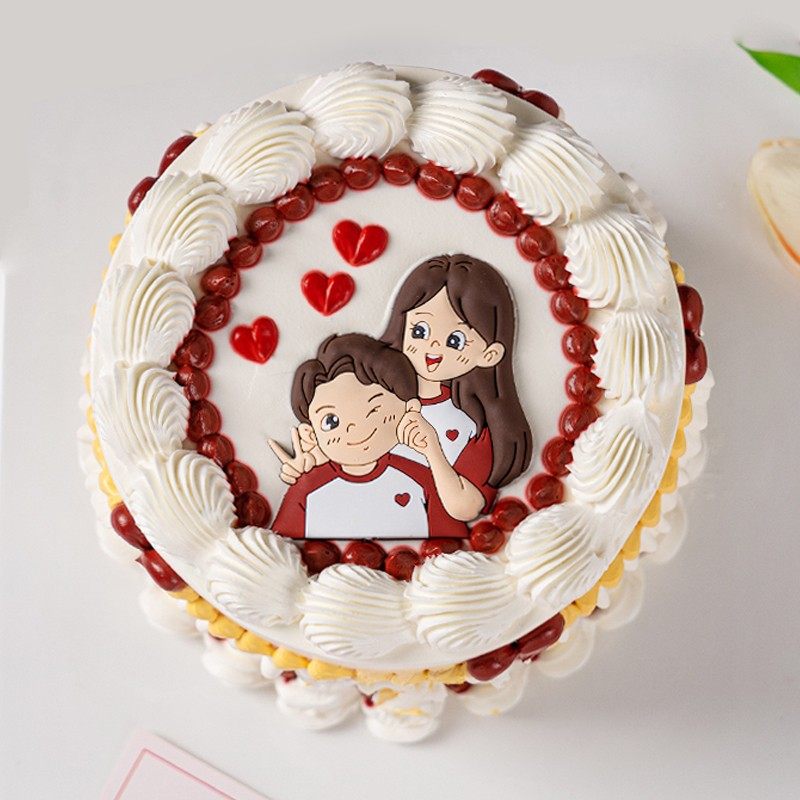 2025情人节蛋糕装饰软胶小情侣摆件2.14甜蜜浪漫俏皮比耶男女朋友