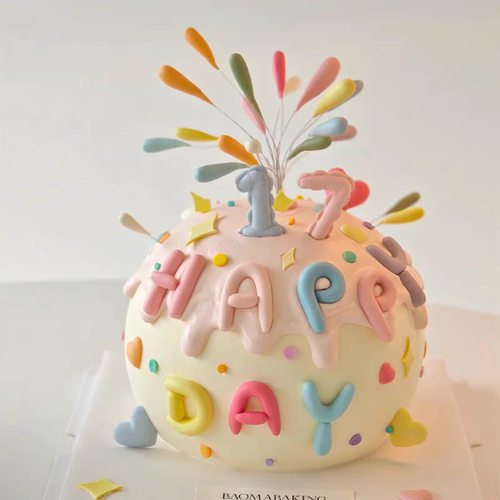 网红同款彩色礼花火生日蛋糕装饰插件happy birthday字母模具烘焙 - 图3