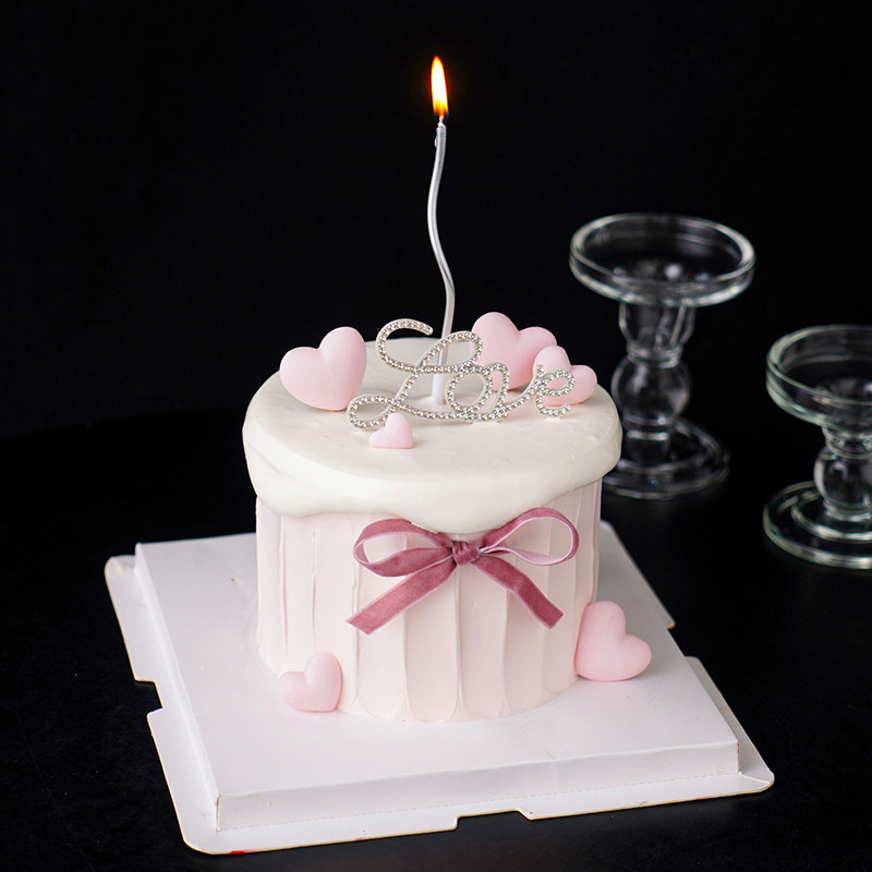 2025情人节蛋糕装饰2.14网红浪漫告白love水钻爱心蝴蝶结装扮插件
