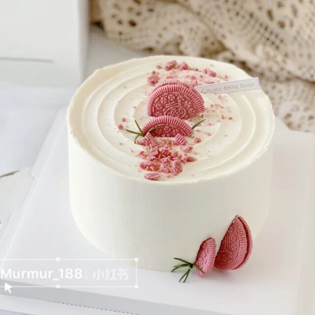 Internet celebrity pink round cherry blossom strawberry sandwich cookies