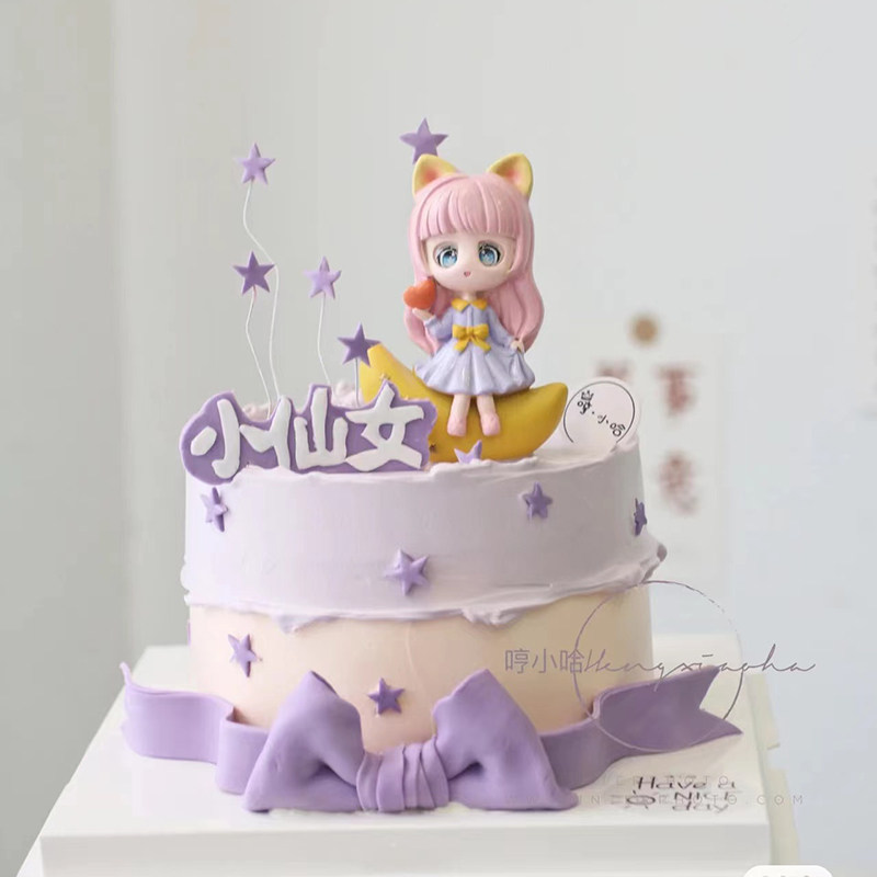 星河少女蛋糕装饰摆件月亮女孩公主娃娃小可爱生日烘焙配件插件,淘宝优惠券,粉丝福利购,淘宝优惠卷