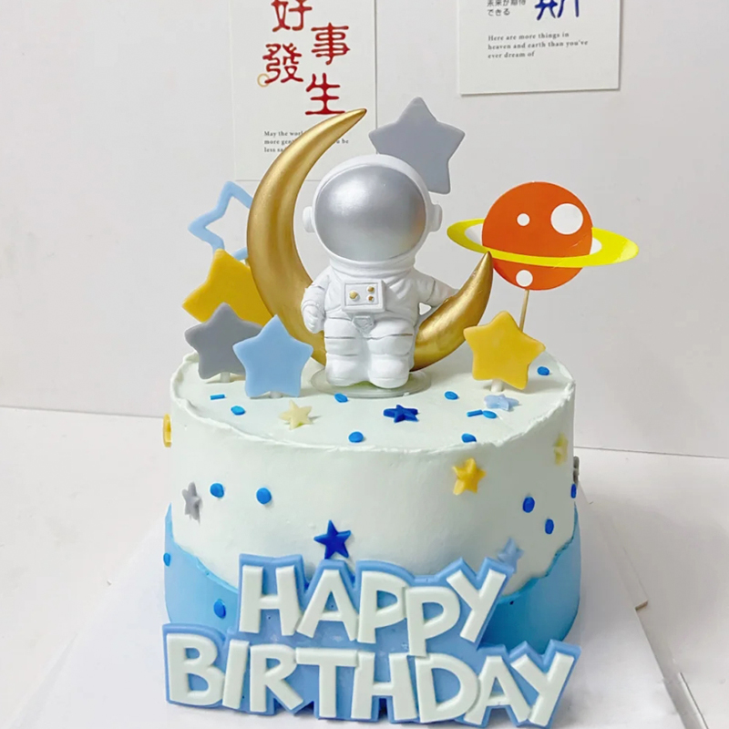 宇航员航天员蛋糕摆件网红星球插件太空人火箭男孩周岁生日装饰 - 图2