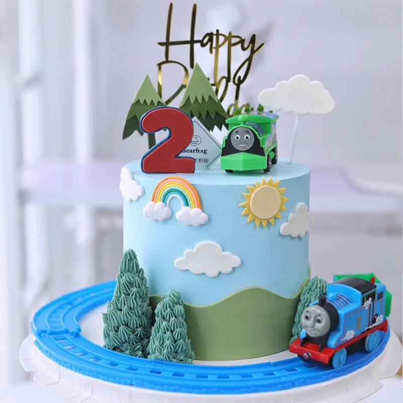 网红儿童男孩8寸小火车轨道小王子生日派对蛋糕烘焙装饰摆件插件-图2