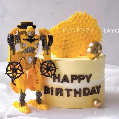 烘焙蛋糕装饰品卡通男孩儿童变形机器人汽车人生日蛋糕装饰摆件 - 图0