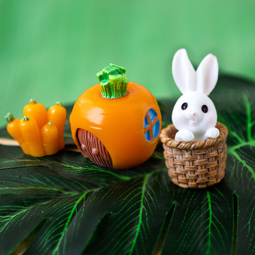 烘焙生日蛋糕装饰品摆件网红小兔子韩式迷你胡萝卜箩筐田园风格 - 图1